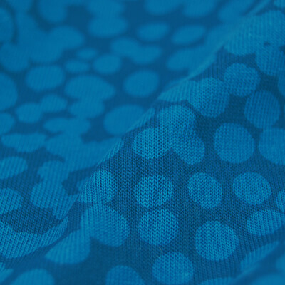 blue and navy spotted knitwear fabric