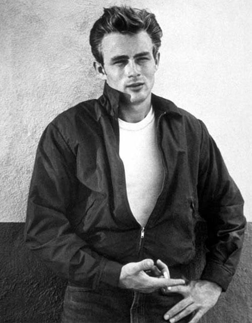 James Dean wearing blue jeans in the movie Rebel Without a Cause